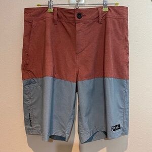 Pelagic Mens Deep Sea USAngler Fishing Shorts Color Block Stretch Pockets Sz 34
